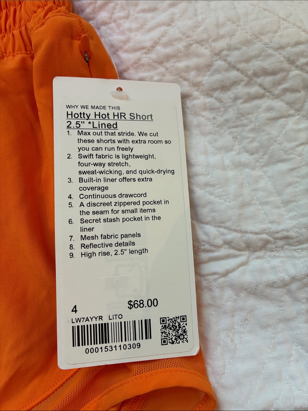 Lululemon Women's Orange Athletic Shorts - Picture 2 of 4
